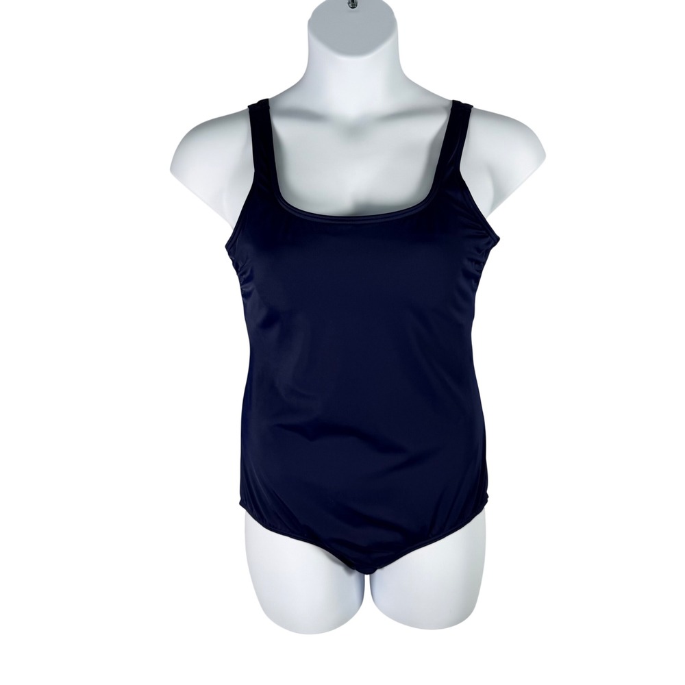 Lands End Navy Blue One Piece Swimsuit Size 16 Scoop Neck 368221 Minimalist